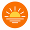 Logotipo do blog Santos Silva Motivação mostrando um sol estilizado.